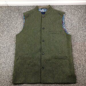 Joseph Turner Yorkshire Gilet Waistcoat Moon Tweed Wool Green Sz 46